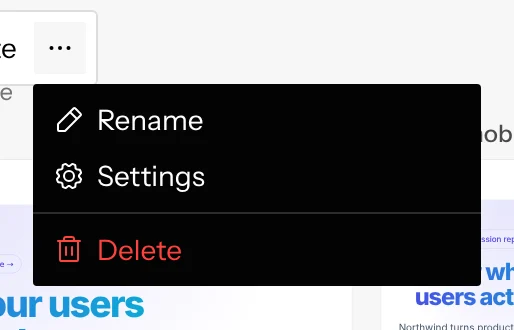 The canvas title pill and its menu