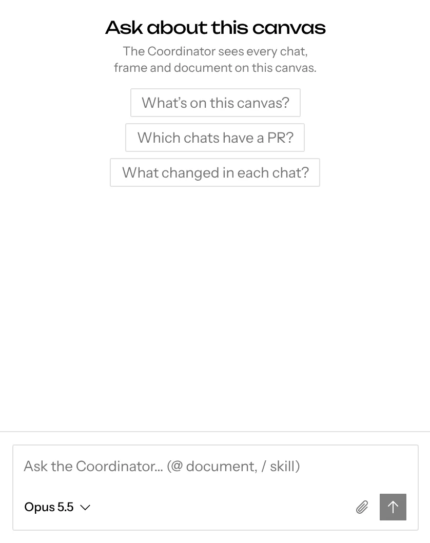 The Coordinator chat, the panel’s home when no other chat is selected