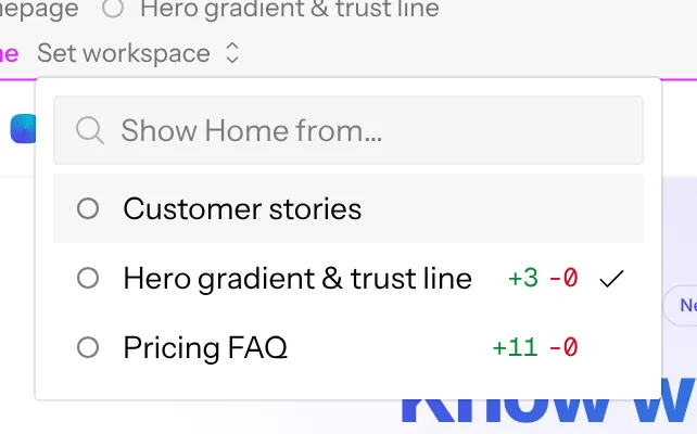 The chat list, opened from Choose chat beside a frame’s name