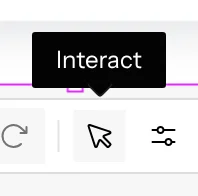 The frame toolbar with the Interact tooltip