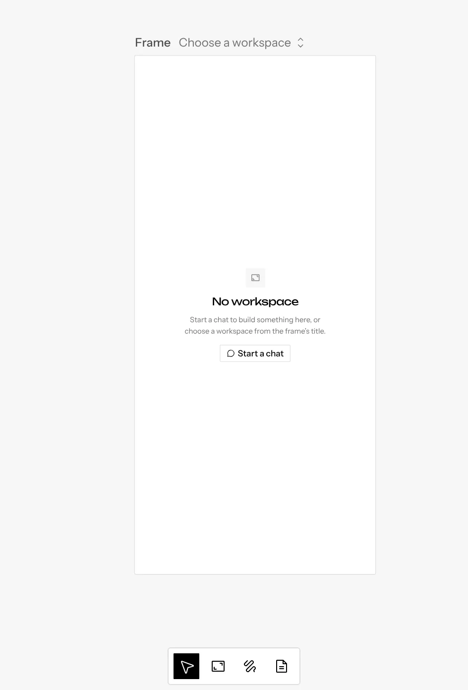 A frame with no chat, offering Start a chat