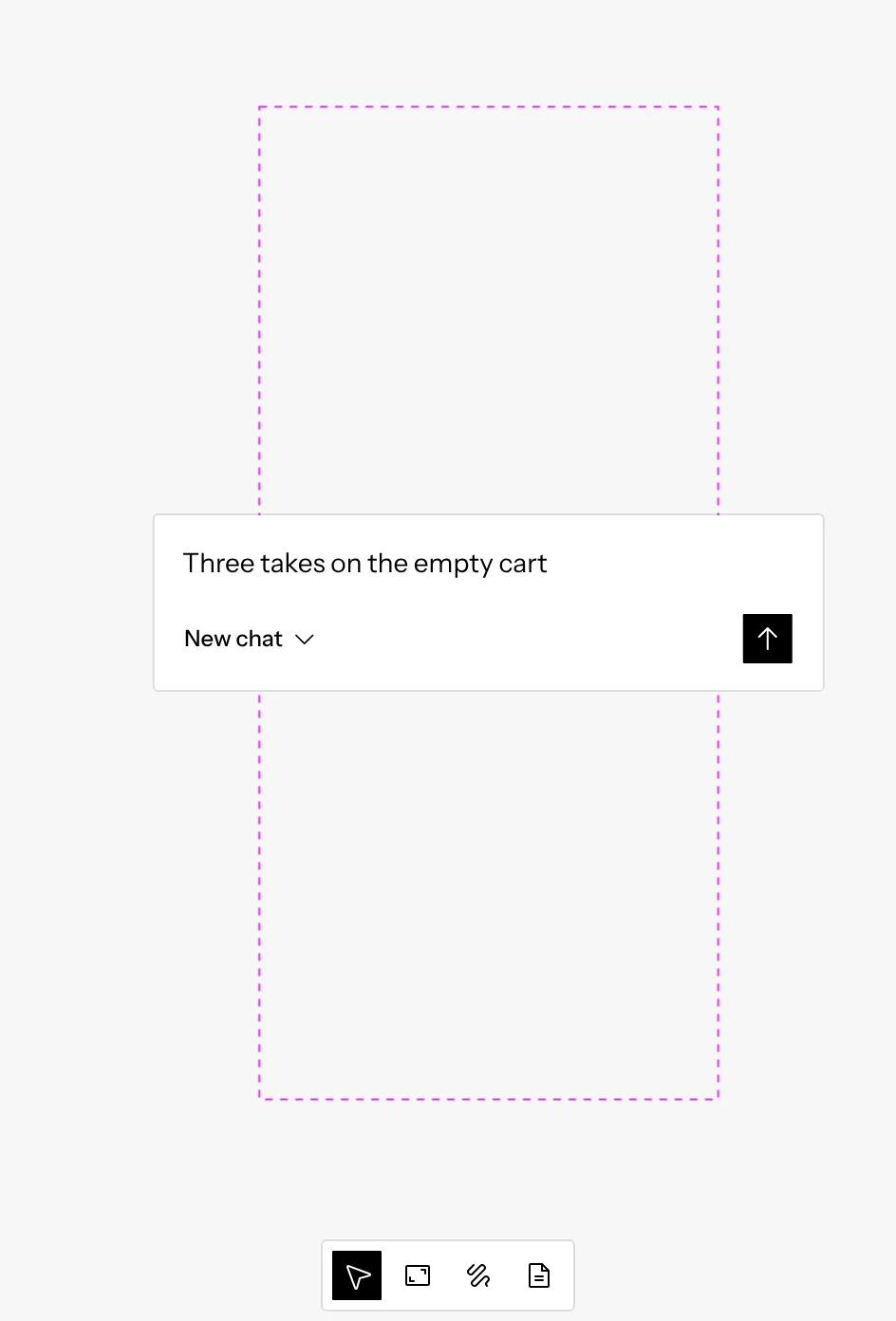 A mockup box just drawn, asking what it should show, with the New chat chip beside the Send button