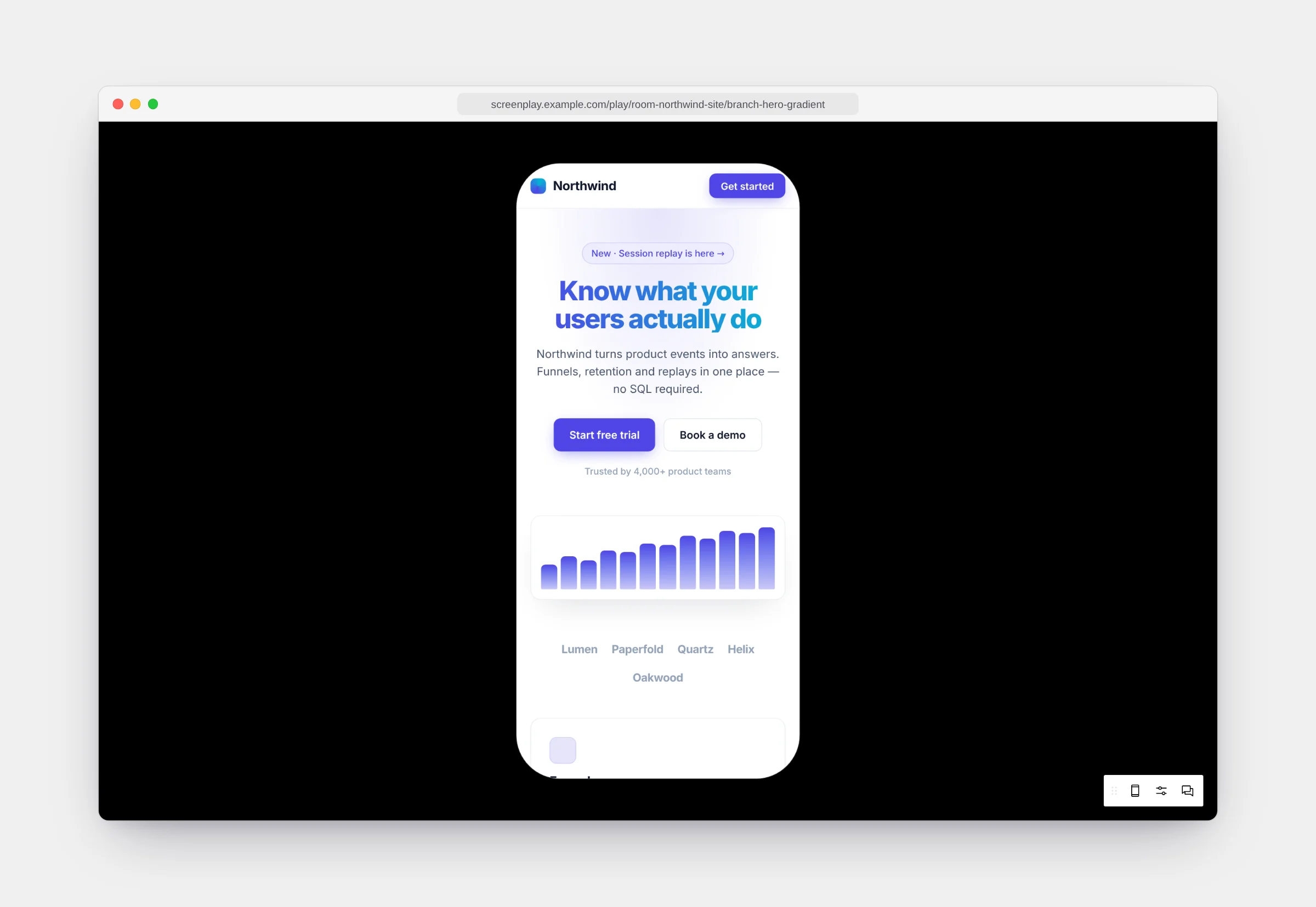 The player showing the homepage inside an iPhone 17 Pro outline