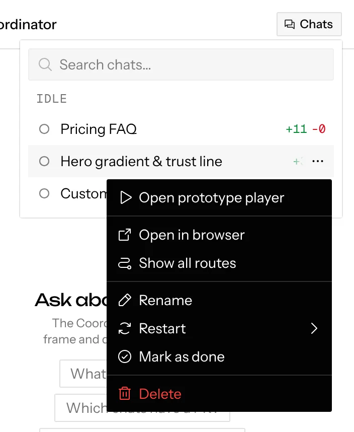The chat menu